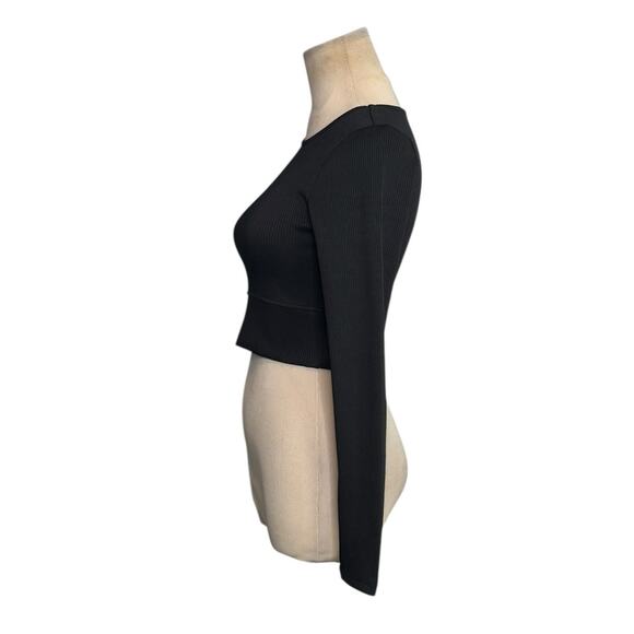H&M divided black ribbed long sleeves fitted knit top size S - Picture 7 of 9